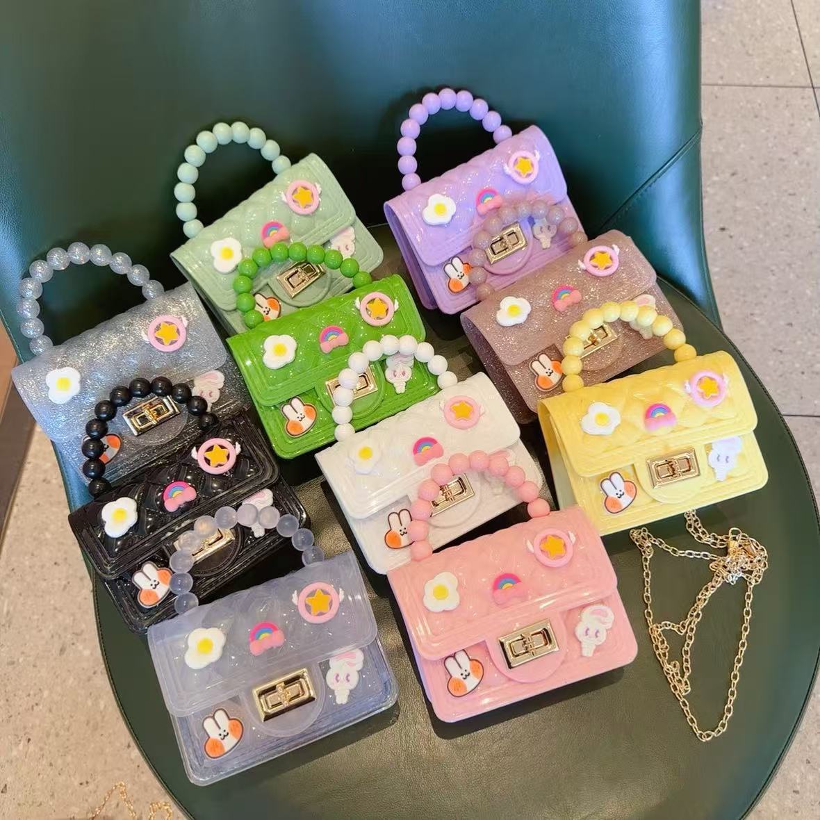 2025 New style pearl bag, handbag, shoulder bag, crossbody bag, ladies' bag, jelly bag, small diamond bag, PVC bag full figure