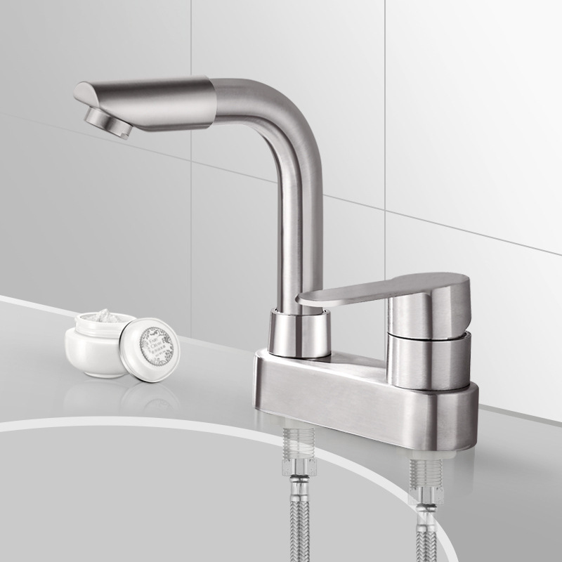 Two-piece bench, double-hole faucet, bathroom washbasin, rotating head washbasin, two-piece cold and hot bathroom faucet Specification drawing