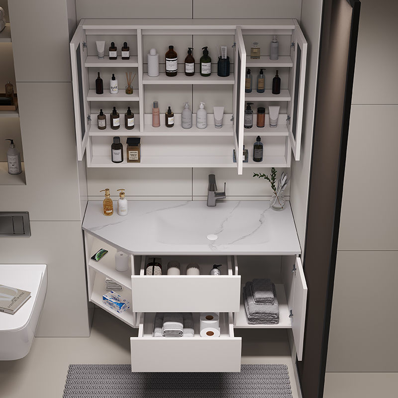 Processed angled rock plate hot-bent one-piece basin, special-shaped basin, bathroom cabinet combination, bathroom hand washing, face washing and washbasin Specification drawing
