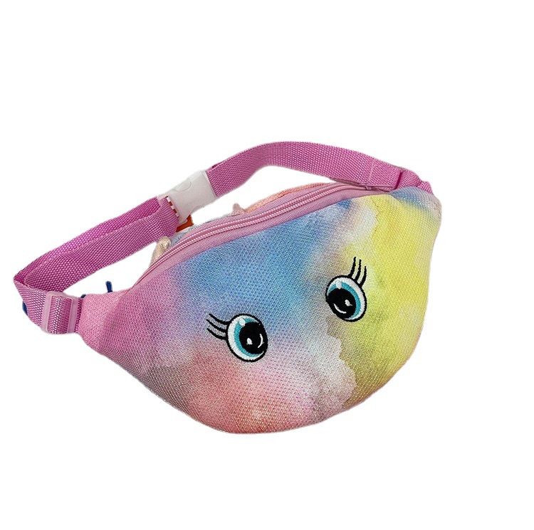 2021 New Style Girl Cartoon unicorn waist bag, Glitter Rainbow Glitter children's single-shoulder bag, primary school student chest bag Item Picture