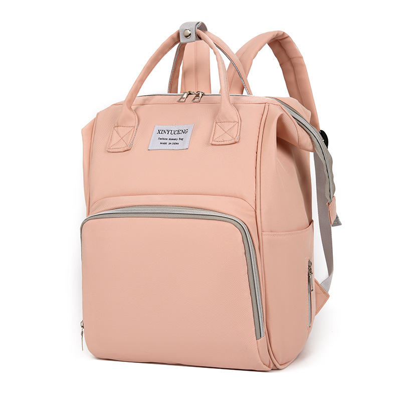 Solid-color lightweight mom bag, a backpack for taking kids out, multi-functional large-capacity mother and baby bag for girls Specification drawing
