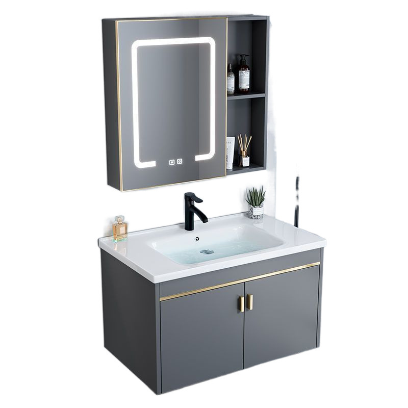 Space aluminum bathroom cabinet, basin, bathroom ceramic integrated basin, washbasin cabinet combination, smart mirror cabinet, washbasin, cross-border Item Picture
