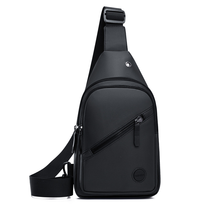 New water-repellent leather film chest bag for men, large-capacity multi-layer adjustable shoulder strap crossbody bag for cross-border use Item Picture