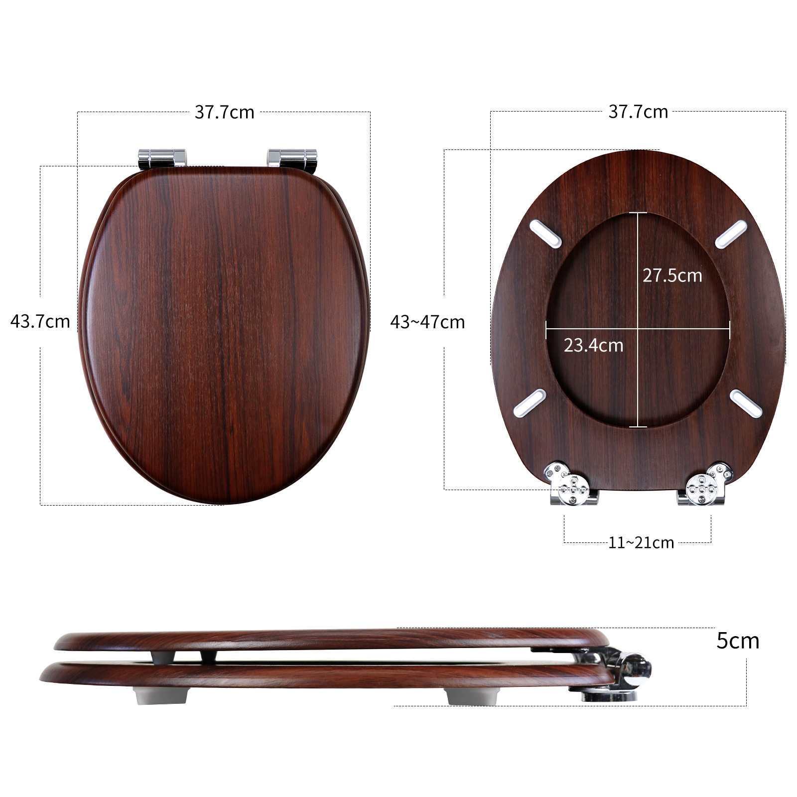 Factory direct sales of density board, wooden MDF toilet seat, pvc veneer, wood grain pattern with slow descent details Picture