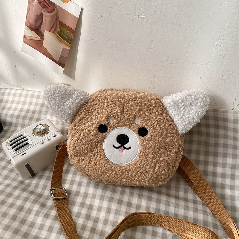 Lambskin small bag for girls 2021 Autumn/Winter New trendy student plush single-shoulder bag Cartoon cute girl crossbody bag full figure
