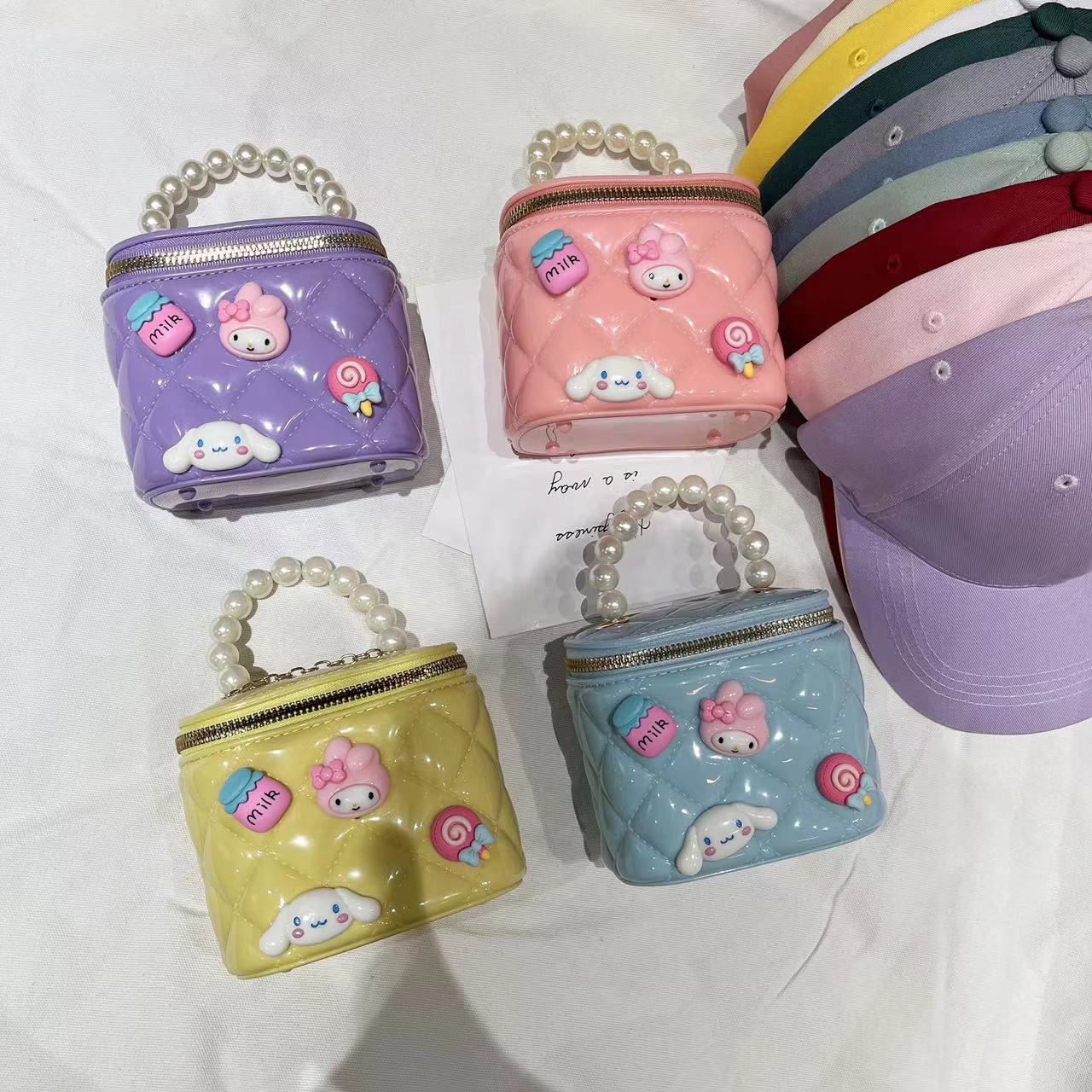 Cute cartoon jelly bag for children, silicone coin purse for girls, crossbody bag, mini pearl hand-held small bag for little girls details Picture