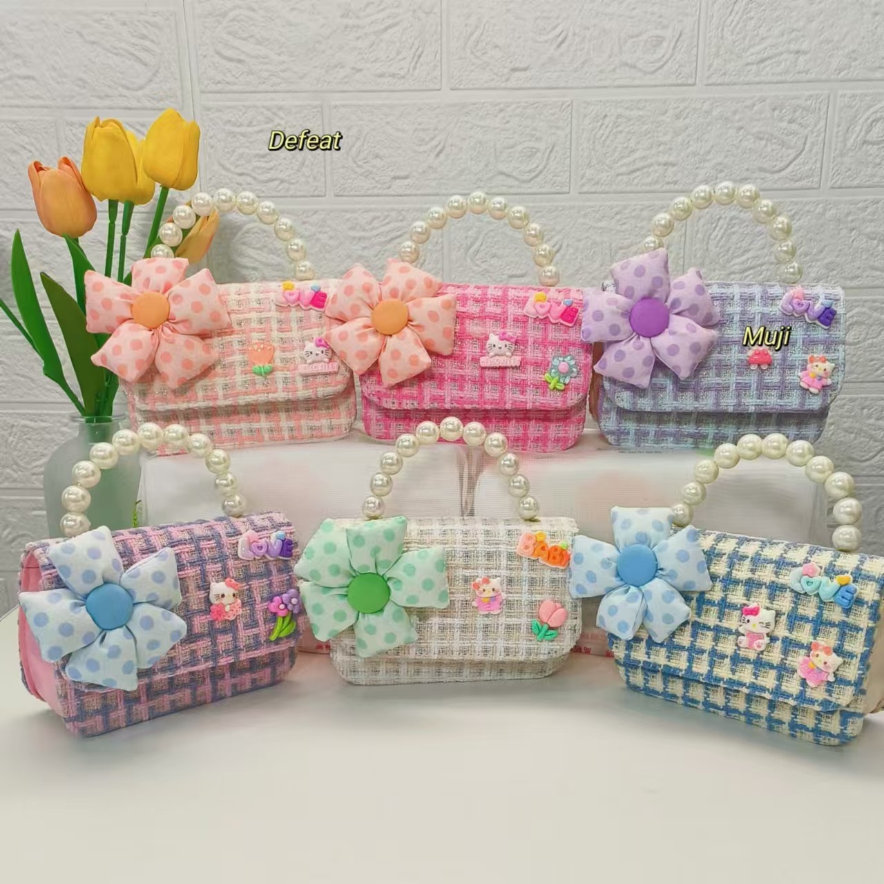 Pearl handbag, Melody Little Cat, little girl, loose change accessory bag, Chanel-style chain bag, crossbody princess bag full figure