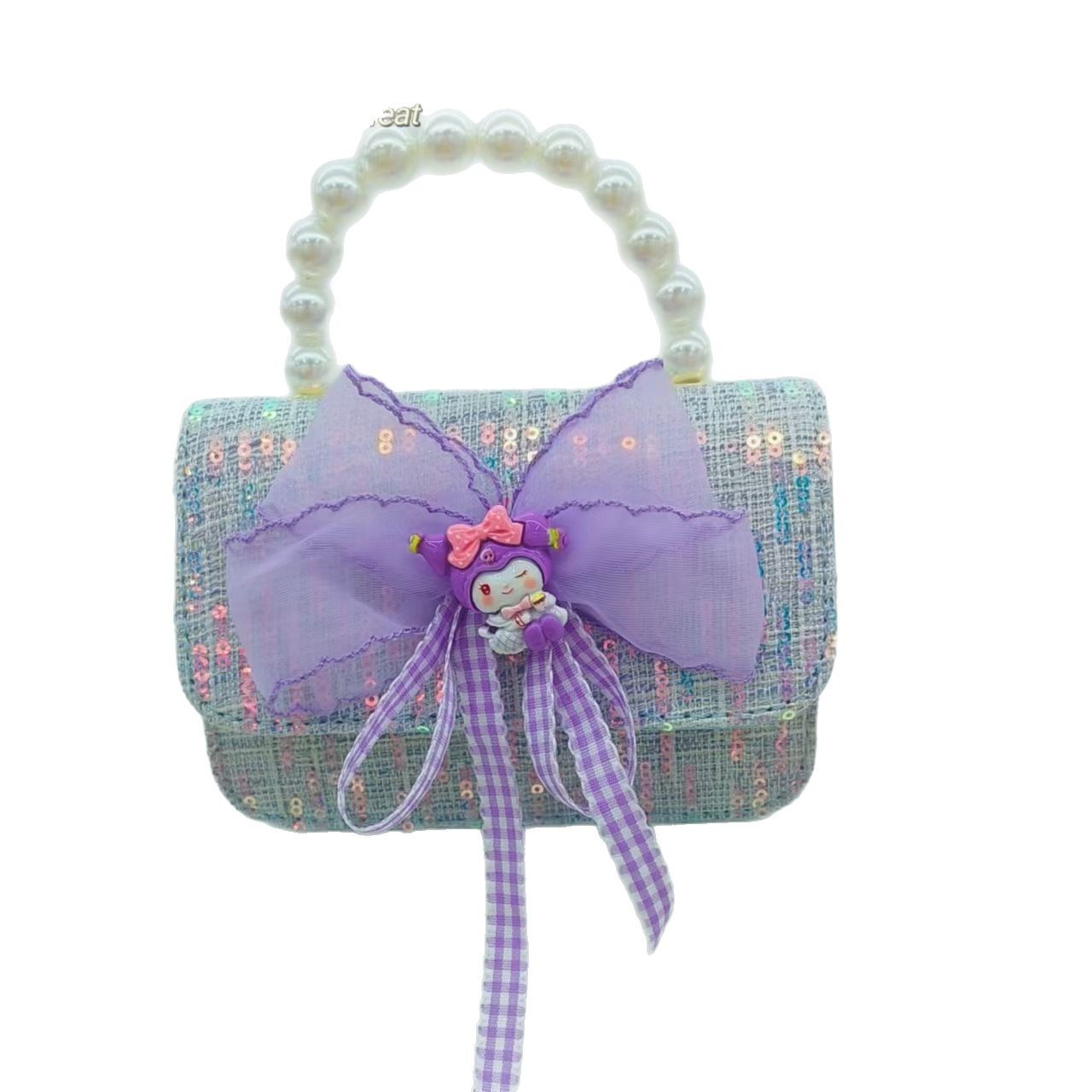 Pearl hand-held princess bag, crossbody accessory bag, Melody Kuromi children's Little girl Lucky money bag, small square bag Item Picture