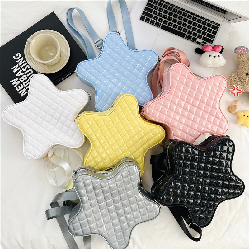 2025 New style fashionable star Backpack, diamond-shaped PVC jelly bag, fresh and sweet campus ladies' backpack full figure