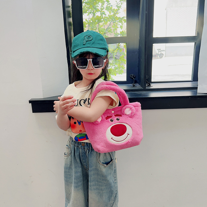 Japanese-style Instagram cute cartoon children's bag 2023 new style, fluffy hand-held large capacity small shoulder bag, bento bag details Picture