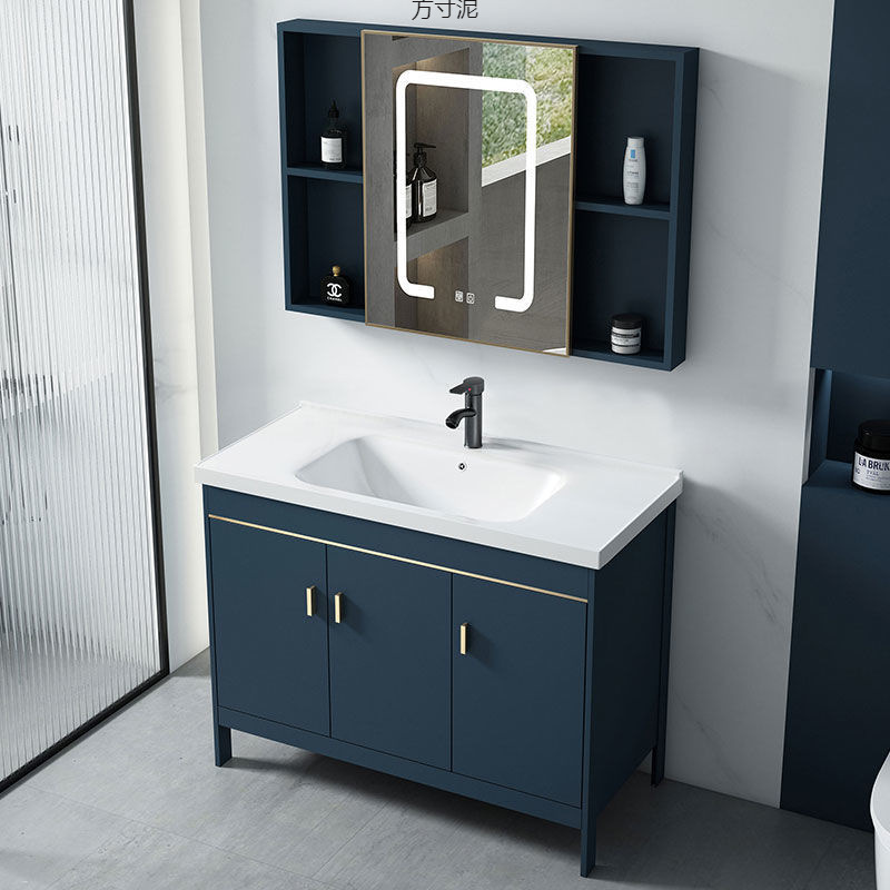 Space aluminum bathroom cabinet combination, balcony washbasin cabinet, modern light luxury washbasin cabinet, bathroom integrated washbasin full figure