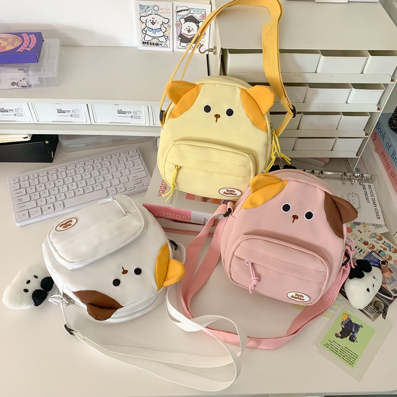 Japanese-style Katto cute kitten canvas bag, single-shoulder bag, casual outing, light change, mobile phone, coin purse, foreign trade full figure