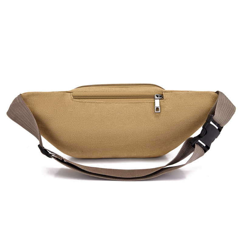 Men's construction site work close-fitting waist bag, wear-resistant canvas, crossbody mobile phone, loose change, crossbody single-shoulder convenient multi-layer bag Item Picture
