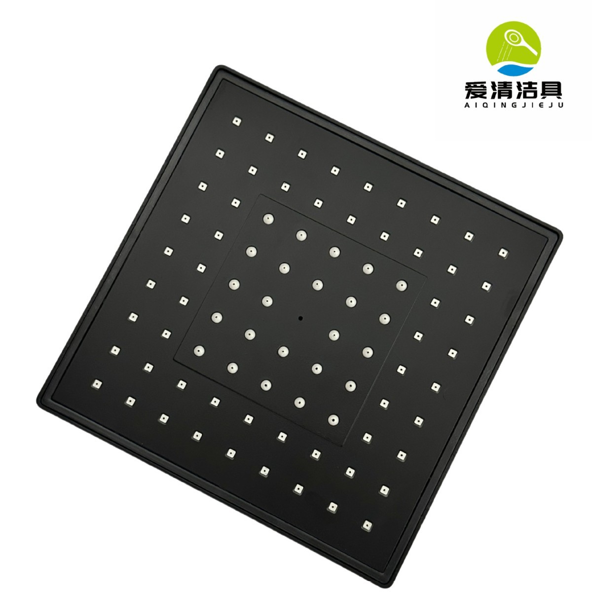 Classic Home bathroom and toilet pressurized square black background white dot Shower head Set (Unpainted) Specification drawing
