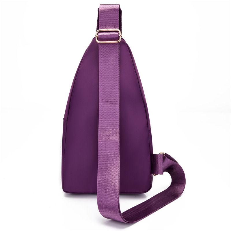 The new women's embroidered nylon chest bag is fashionable and versatile. The embroidered checkered crossbody bag is a simple outdoor travel daily women's bag Item Picture