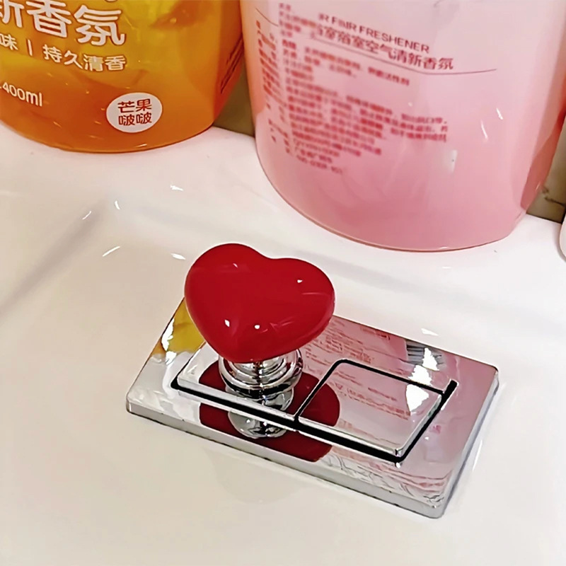 Douyin's toilet press button, heart-shaped handle, long nail art special press, flush switch, toilet details Picture