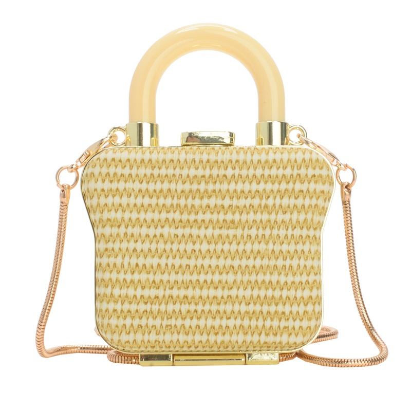 Kouhongbao Women 2025 New Cross-border woven Mini Bag, children's bag, decorative bag, snake bone chain single-shoulder women's bag Item Picture