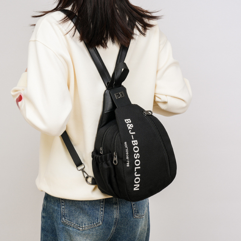 A new cross-border women's backpack, a niche, fashionable and trendy women's bag with a sporty and simple style, and a large capacity crossbody backpack details Picture