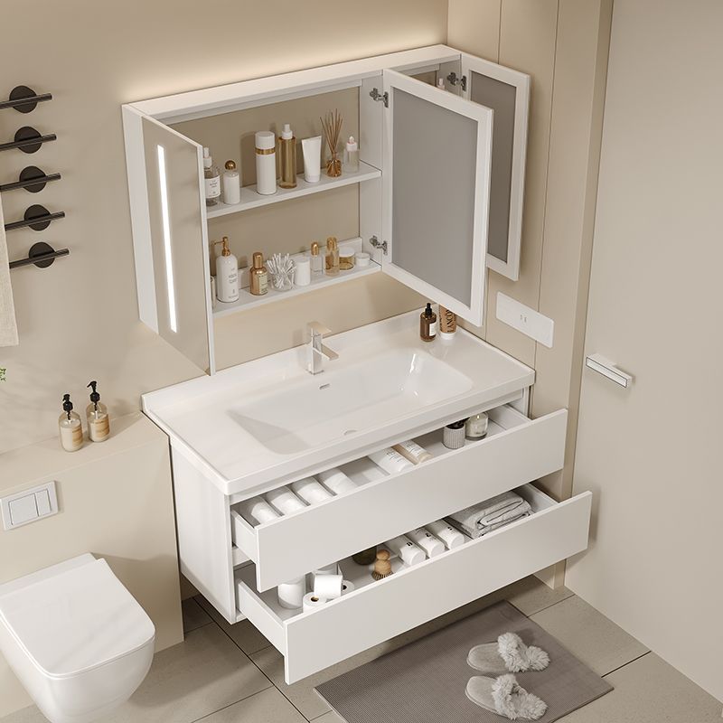 Ceramic one-piece skin-feel white basin bathroom cabinet, hand washing basin, bathroom washbasin combination, modern and simple solid wood Application Scenario