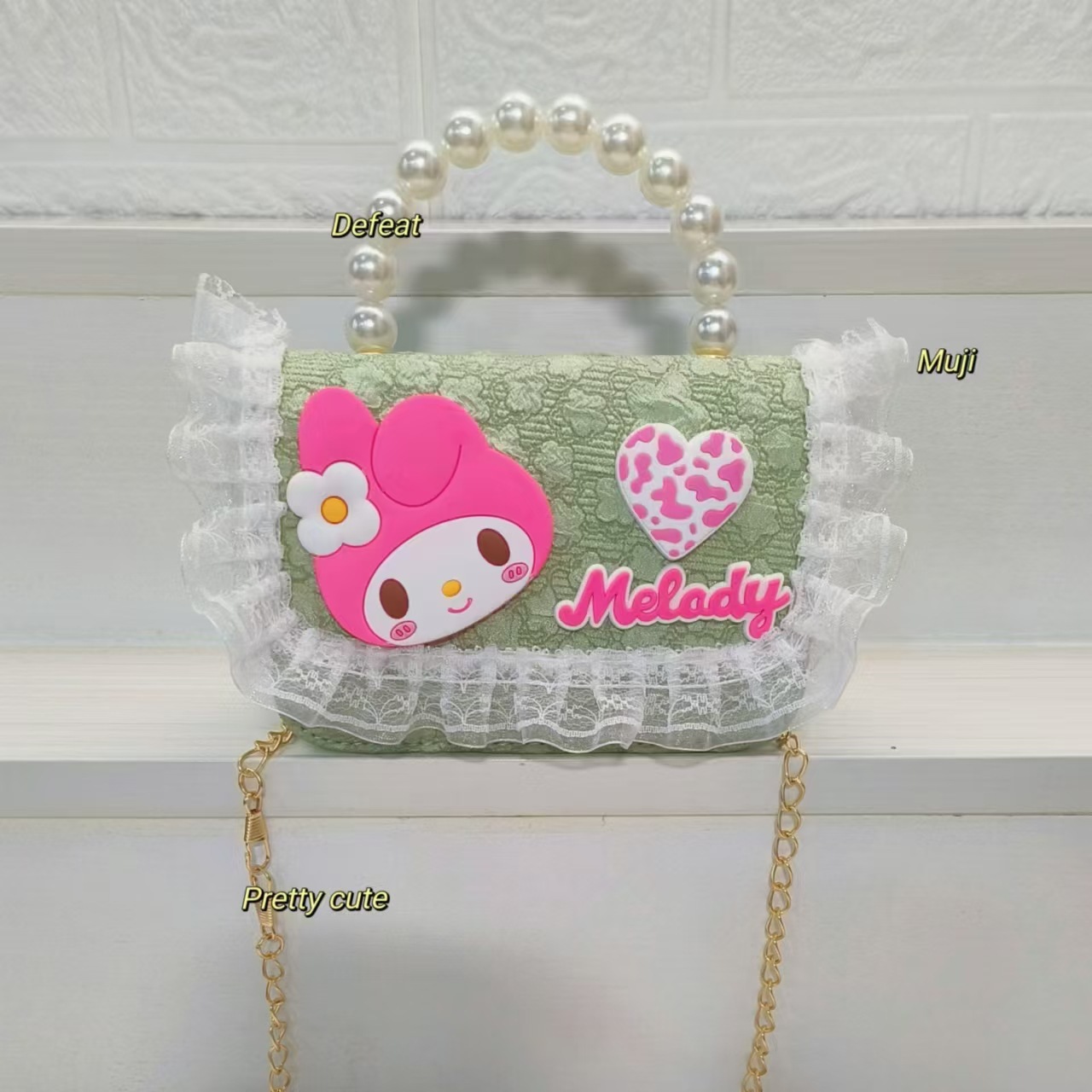 Pearl handbag, Melody Princess bag, crossbody accessory chain bag, small square bag, children's and little girls' lucky money bag Application Scenario