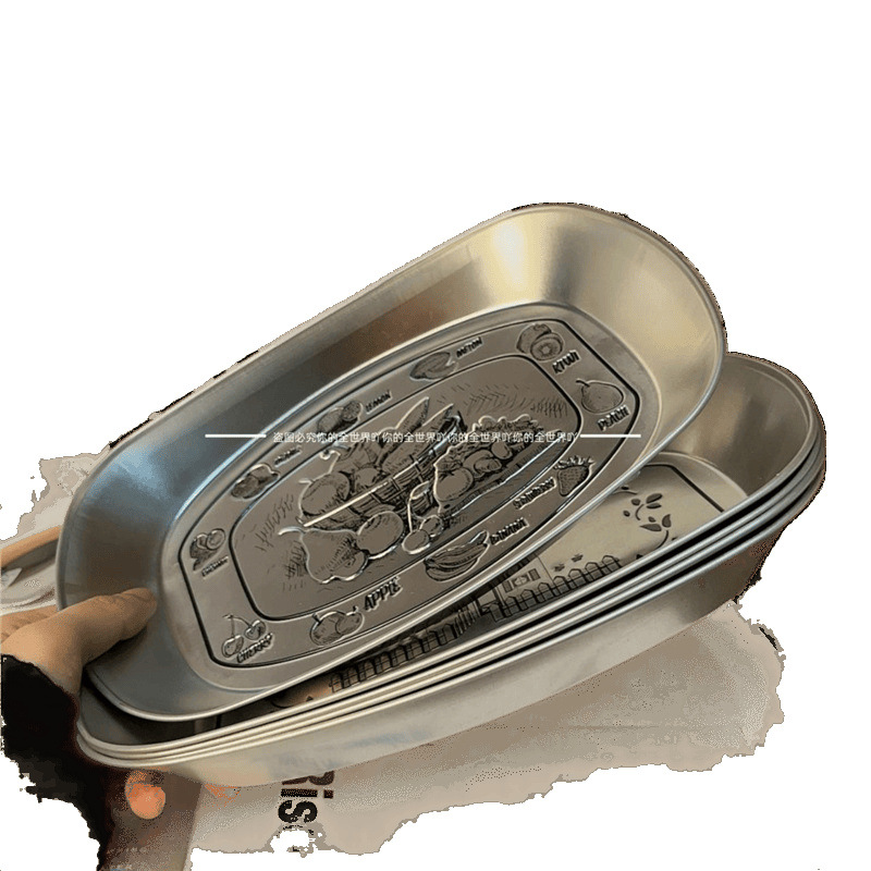 Creative retro tinplate trays, fruit plates, American metal candies, snacks, pastry plates, miscellaneous plates, camping tableware Item Picture