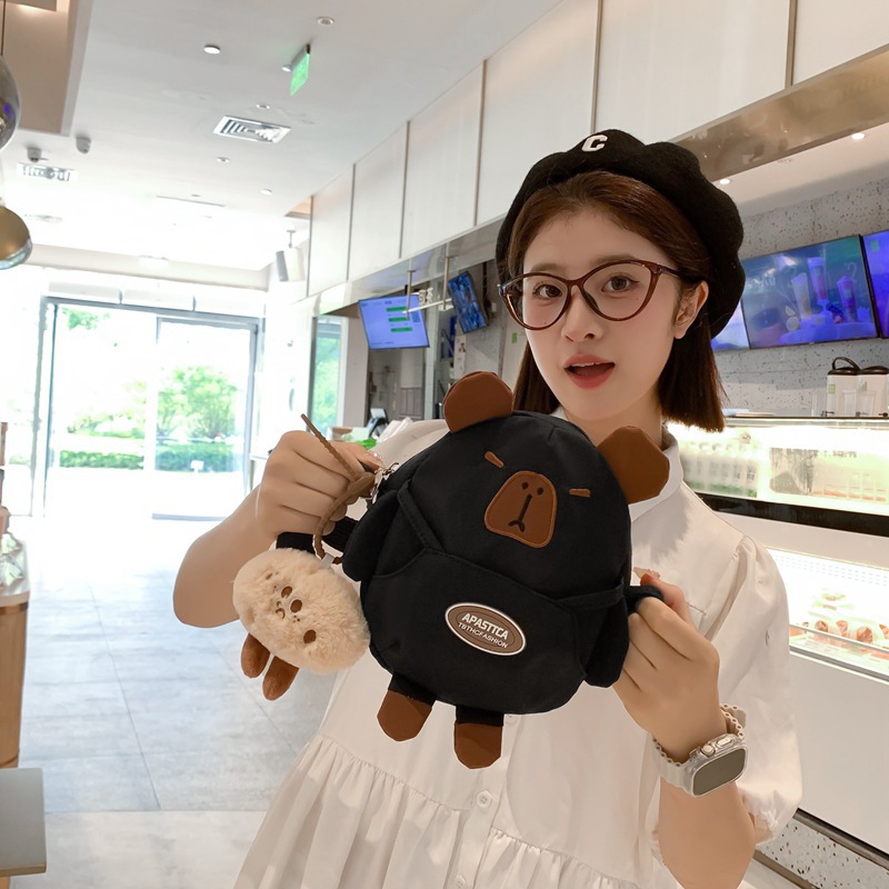 2024 Trendy cartoon versatile crossbody bag for girls' birthday, cute bear single-shoulder bag, design sense, niche casual bag for girls Specification drawing