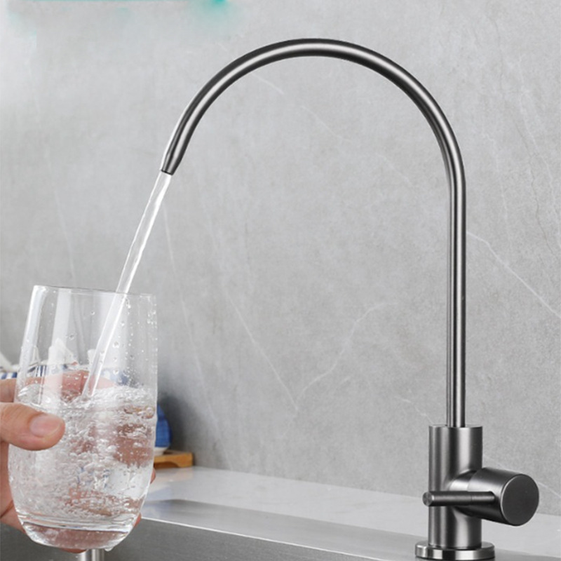 Household light luxury 304 stainless steel 201 single cooling 2-inch joint valve core direct drinking water faucet factory Item Picture