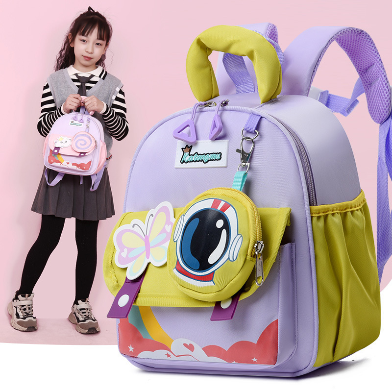New children's backpacks for boys and girls, cartoonish and cute backpack for reducing burden and protecting the spine, Korean version of kindergarten schoolbags details Picture