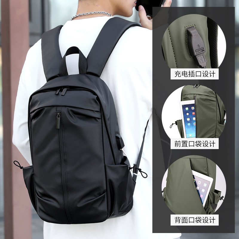 New men's commuting business backpack, USB charging shoulder computer bag, fashionable luggage backpack, simple travel bag details Picture