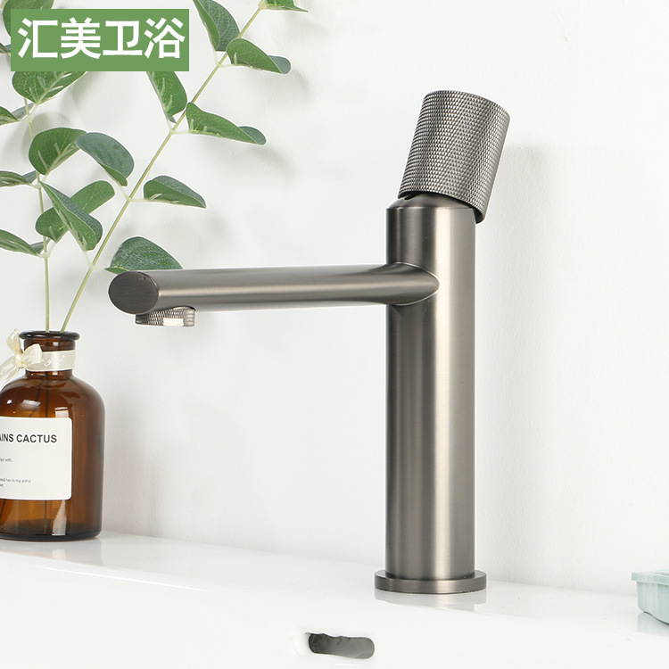 Cross-border e-commerce exclusive supply of gun gray bathroom washbasins, washbasins, copper hot and cold water faucets details Picture