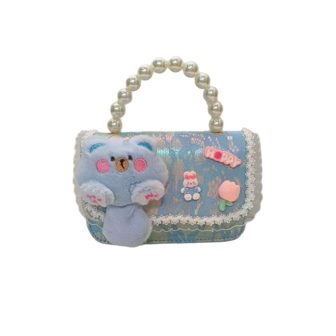 Pearl handbag, crossbody bag, accessory bag, little cat dumpling bag, children's bag, chain small square bag, lucky money bag, girl Item Picture