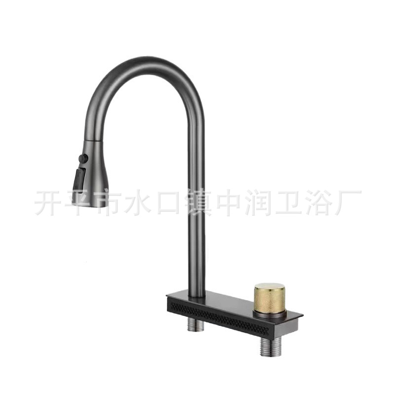 Feiyu Waterfall gun, grey sink, kitchen nano sink, double-hole pull-out faucet, Feiyu under-counter Application Scenario
