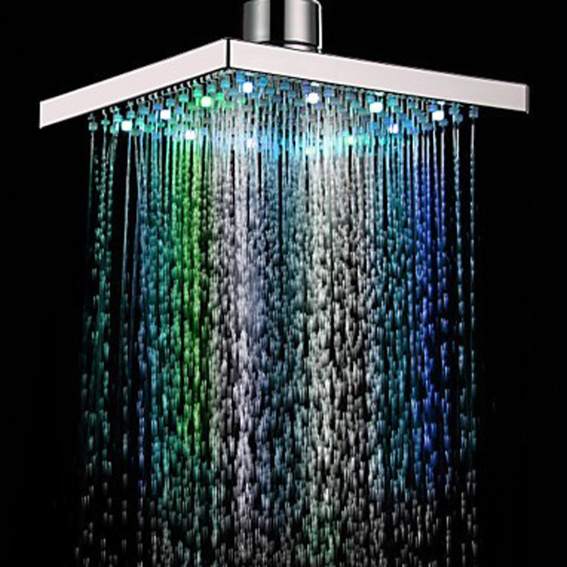 led top spray temperature-controlled three-color light-emitting color-changing nozzle, 8-inch square water-saving pressure-increasing top spray SDH-B1 set Specification drawing