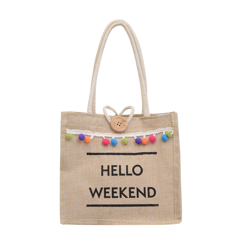 Cross-border fringed fashionable women's handbag 2022 Spring, fresh and simple linen women's backpack, personalized and trendy single-shoulder bag Item Picture