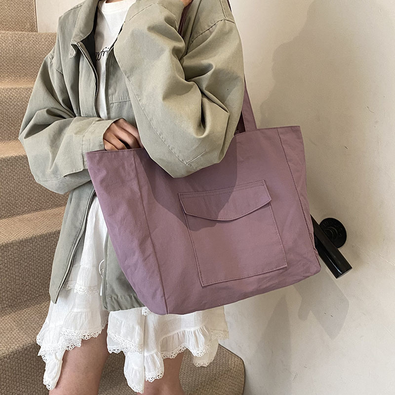 Cross-border laid-back style nylon bag for women 2025 new casual large-capacity shopping handbag, simple and lightweight single-shoulder bag full figure