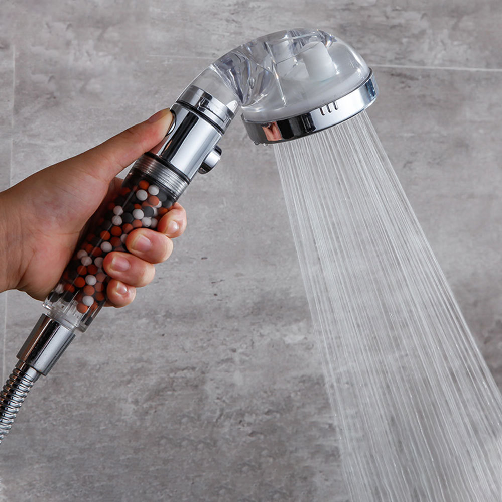 Three-piece set of cross-border three-level water outlet filtration waterstop showerhead, pressurized shower head, negative ion water purification showerhead Specification drawing