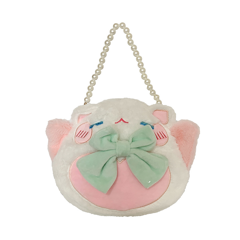 2022 New plush doll, cute Maneki Neko crossbody bag for girls, children's cartoon parent-child women's bag Item Picture