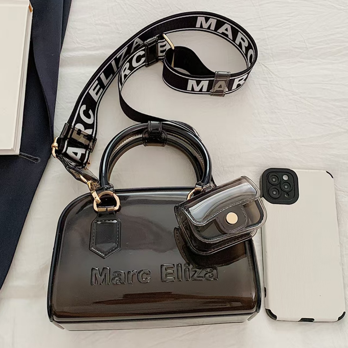 2025 New cross-border bestseller Transparent jelly bag, fashionable and versatile soft handle handbag, summer women's crossbody bag Item Picture