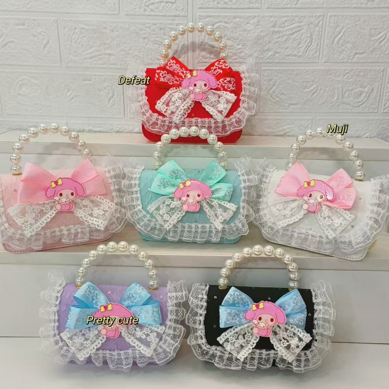 Melody Pearl handbag, cartoon bag, single-shoulder crossbody bag, loose change accessory bag, chain bag, small square bag, children's bag full figure
