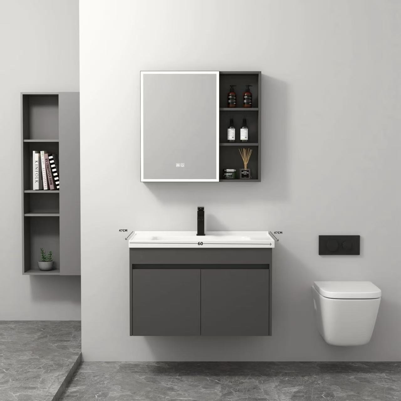 Honeycomb aluminum alloy modern and simple bathroom cabinet set, hand and face washing ceramic integrated basin cabinet, washbasin basin, small-sized apartment Specification drawing