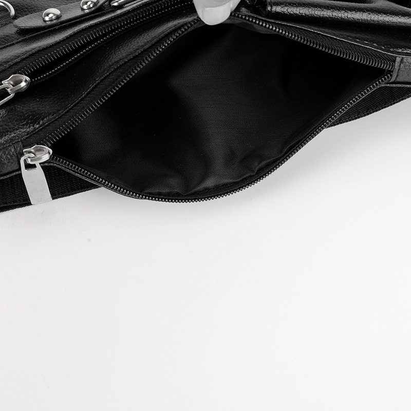 New men's PU leather waist bag, Korean style simple outdoor casual black waist bag, men's business travel waist and chest bag Application Scenario