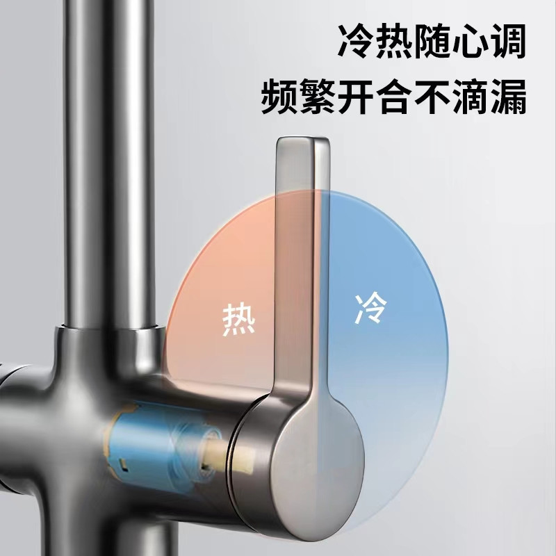 Cross-border Russian-style pull-out sink faucet, rotatable household sink sink, hot and cold mixed faucet Application Scenario