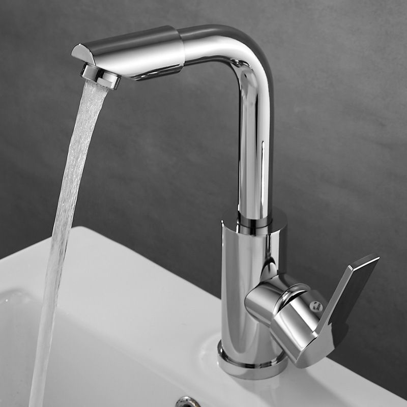 Bathroom washbasin faucet, household universal rotating cold and hot water washbasin, hot and cold water mixing faucet full figure