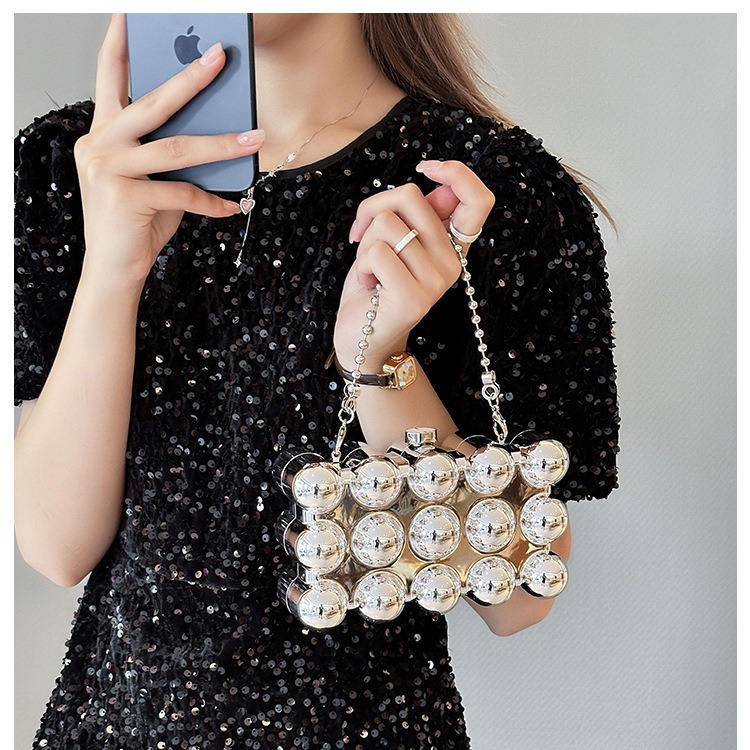 Acrylic bag 2025 New style, European and American cross-border single-shoulder fashionable design women's chain box bag Specification drawing