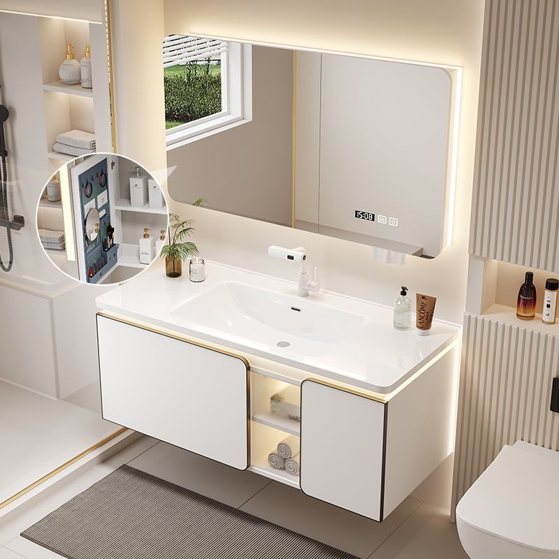 White Moonlight Bathroom Washbasin Ceramic Integrated Basin Bathroom Cabinet Combination Ceramic Washbasin Cabinet 2025 New model Specification drawing
