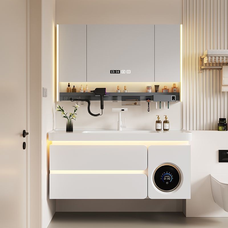 Bathroom cabinet, washing machine combination, hand washing ceramic integrated bathroom washbasin, multi-functional washbasin, new style for washing and grooming Application Scenario