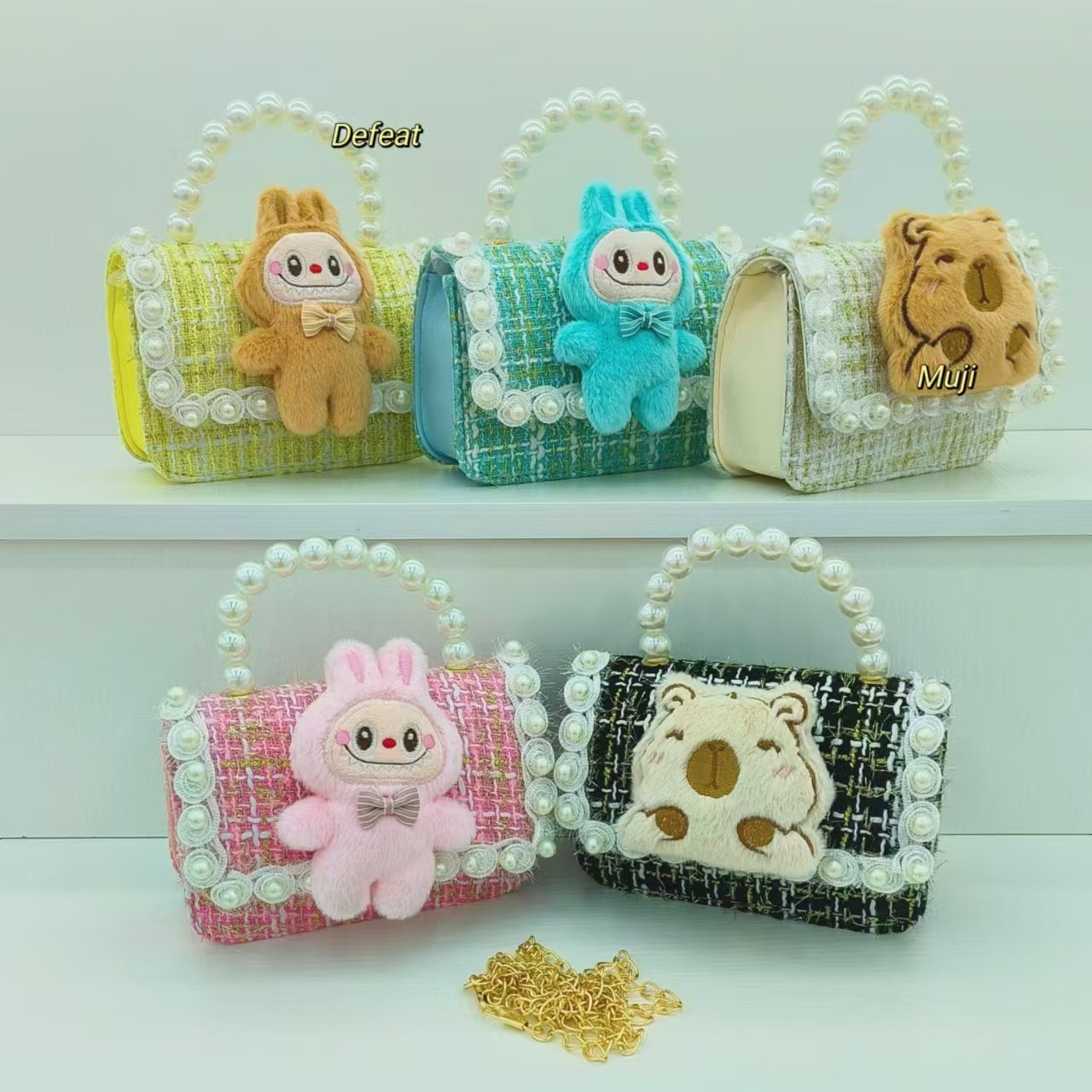 Kapipala children's bags, pearl handbags, princess bags, crossbody accessories, girls' lucky money bags, chain small square bags full figure