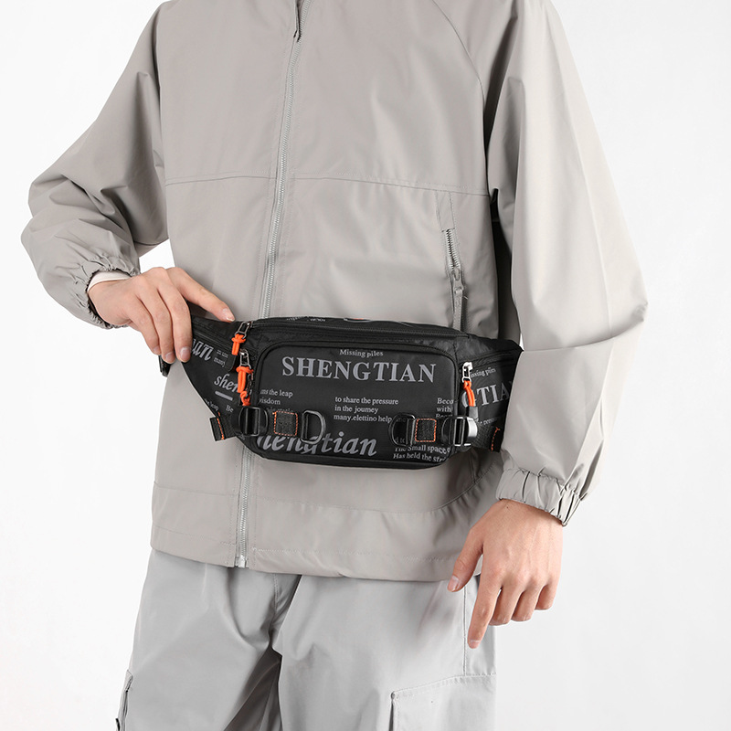 New waterproof waist bag crossbody bag for men, high-end, trendy and fashionable sporty chest bag, nylon fabric single-shoulder bag for men Specification drawing