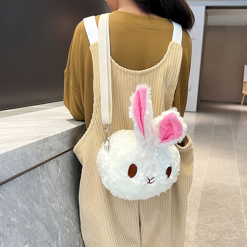 New cartoon rabbit bag, plush toy, pearl chain, bear, single-shoulder crossbody bag, cute doll bag, claw machine Specification drawing