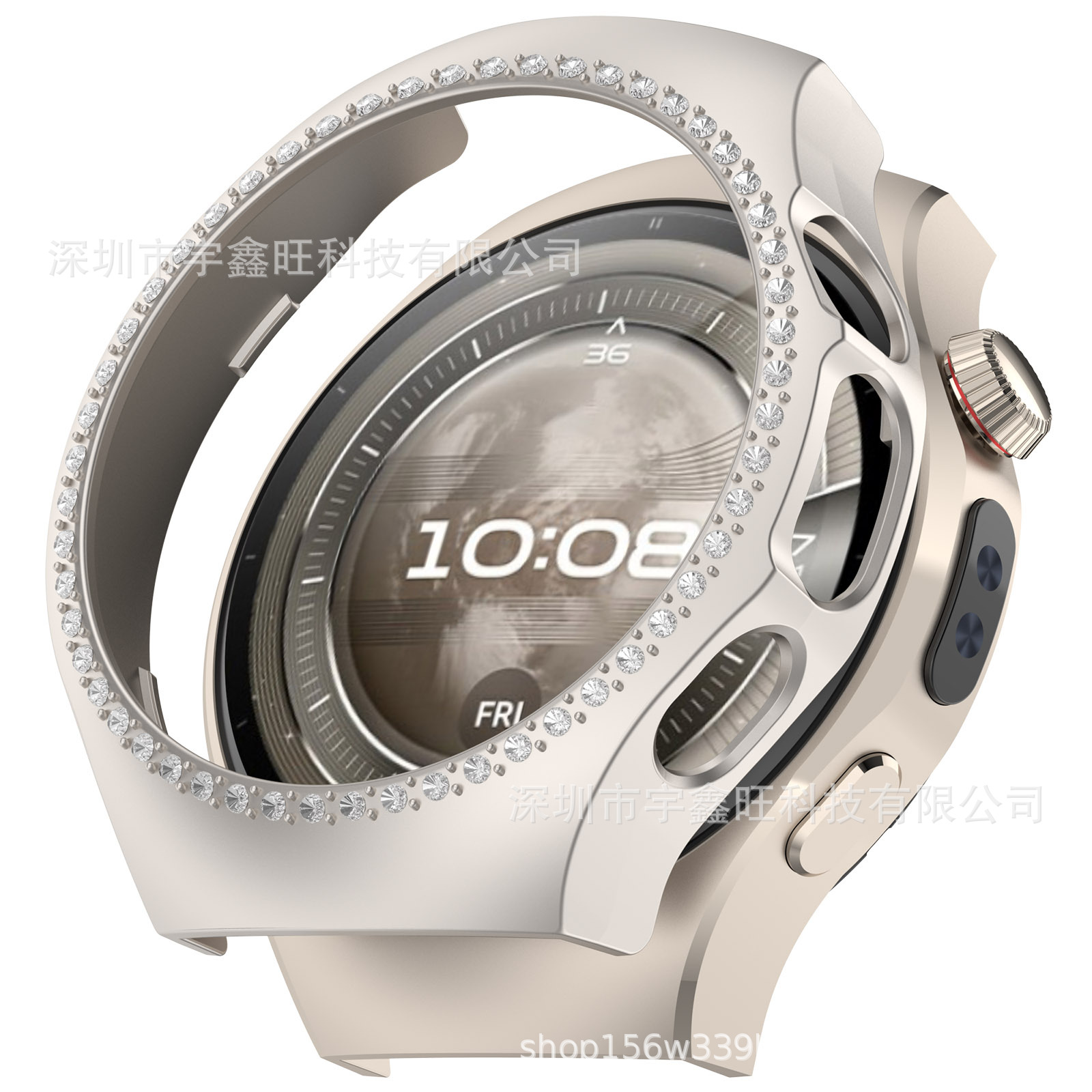Applicable to Huawei watch5 diamond-encruted protective case, 42/46MM watch case, single-row diamond-encruted hollow case, PC semi-enclosed case Application Scenario
